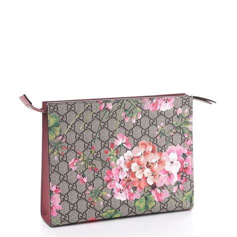 Gucci GG Supreme Blooms Print Large Cosmetic Case 